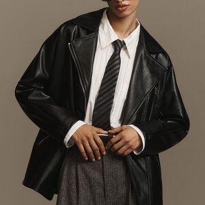 Anthropologie Maeve Oversized Faux-Leather Moto Jacket